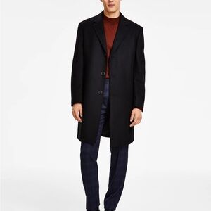 Michael Kors Men's Classic Fit Luxury Wool Cashmere Blend Overcoat, Black, 46R